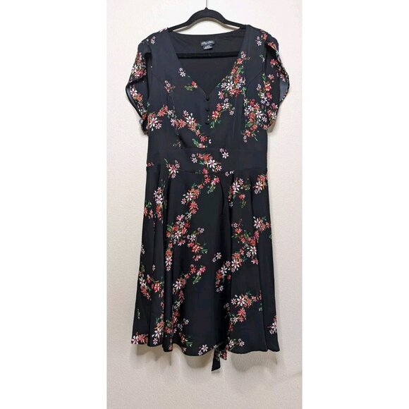 CITY CHIC Dress Size 18 Black Floral Sundress Knee Length Boho Summer Wedding C6 - Picture 4 of 16
